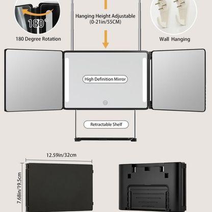 Adjustable LED Light 3 Way Mirror