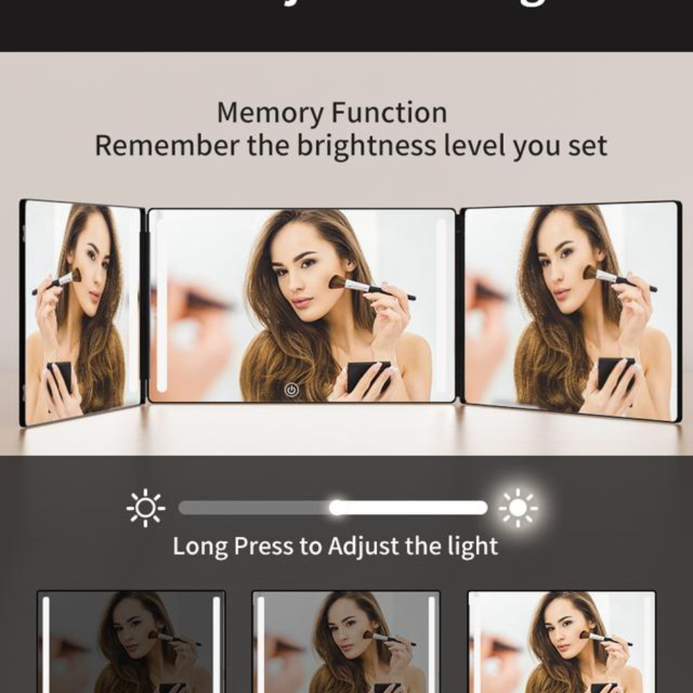 Adjustable LED Light 3 Way Mirror