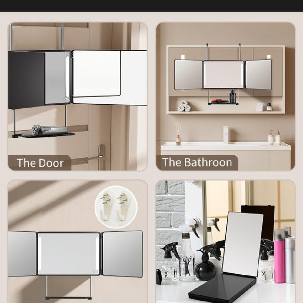 Adjustable LED Light 3 Way Mirror